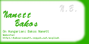 nanett bakos business card